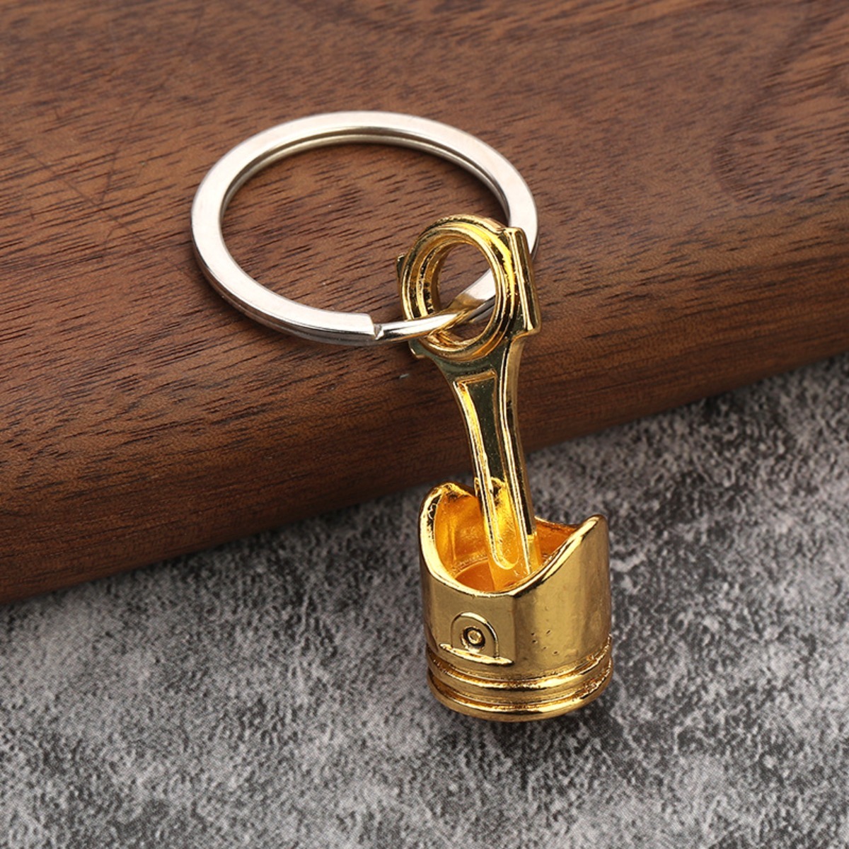 Zinklegierung Motor- Silbrig Kolben Schlüsselanhänger Kette Schlüsselanhänger Schlüssel verfügbar Europäisch für Männer Schmuckstücke Netal: goldfarbe