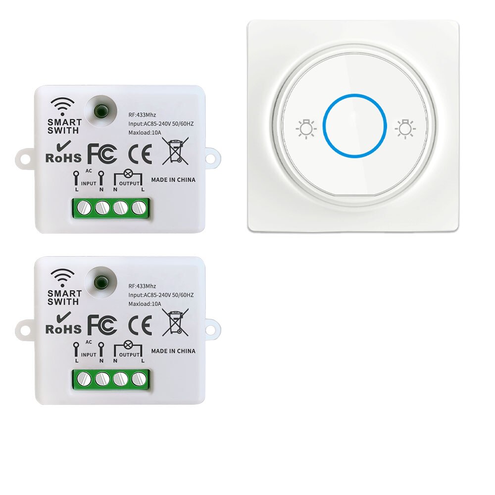 433mhz Rf Wireless Kinetic Switch Self-Powered Wall Switch No Battery Need and 220V 10A Relay Receiver for Light/home Appliance: Self power Switch 3