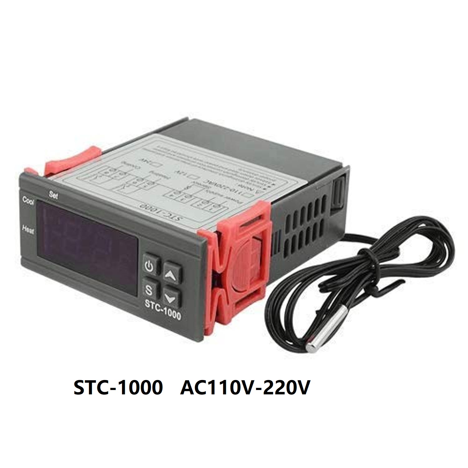 Termostato digitale STC 1000 portato per incubatrice regolatore di temperatura termostato relè riscaldamento raffreddamento 12V 24V 110V 220V: Rosso