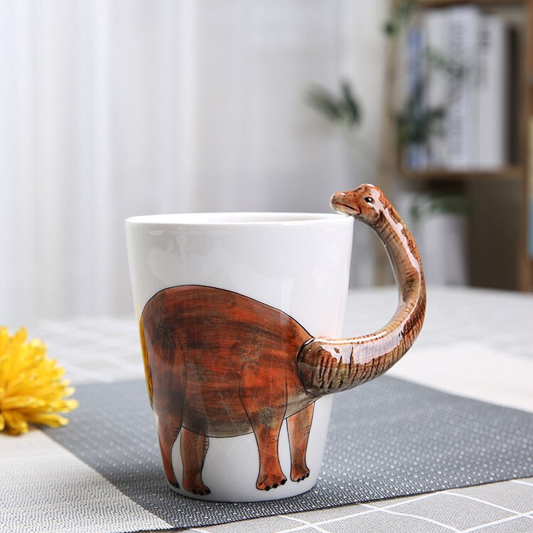 350ml dinosaurer keramisk kopp håndmalt dyr kaffekrus 3d tegneserie tyrannosaurus kopp barn melkekopp: Brachiosaurus