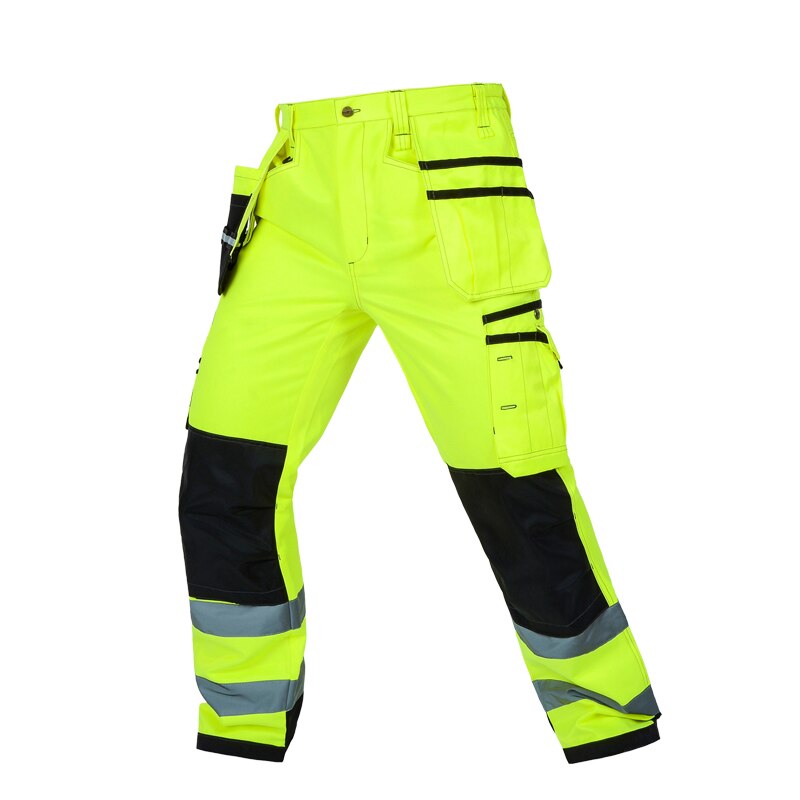 Bauskydd durable workwear pants men multi-pocket heavy duty reflective work trousers with knee pads