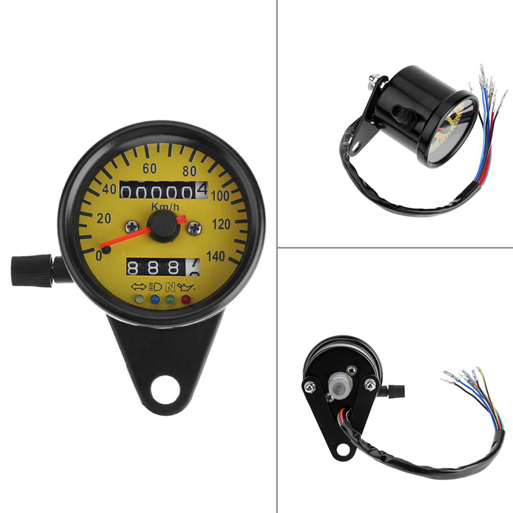 Vodool Universele Retro Motorfiets Meter Dual Kilometerstand Snelheidsmeter Toerenteller Digitale Gauge Led Backlight Lampje Wijzerplaat