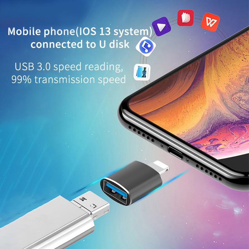 Adaptador USB OTG Lightning macho a USB3.0 iOS 13, adaptador de carga para iPhone 11 Pro XS Max XR X 8 7 6s 6 Plus iPad