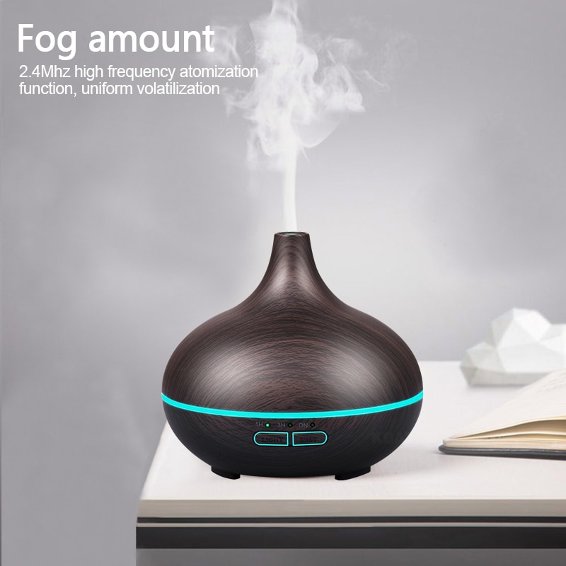 550ML Electric Aroma Diffuser Air Humidifier Essential Oil Diffuser Ultrasonic Remote Control Color LED Lamp Mist Maker Car HOME