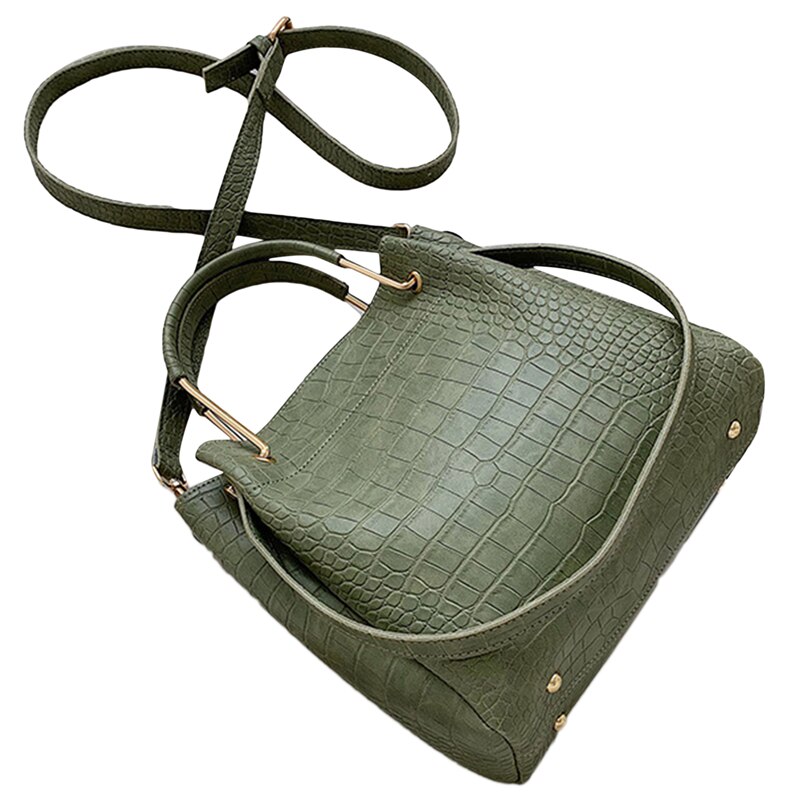 Krokodil aufbringen Eimer Tasche Frauen Tasche Griff Tasche Damen Mini Schulter Tasche Weibliche Alligator Umhängetasche: Grün
