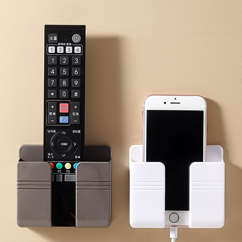 1-4 pçs caixa de armazenamento montada na parede multifuncional perfurador livre organizador tv controle remoto diy plugue do telefone móvel suporte de carregamento