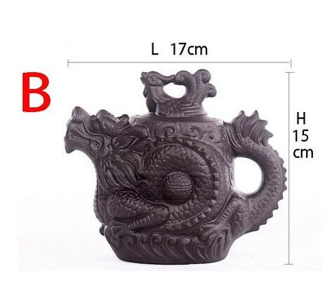 Paarse Klei Theepot, Traditionele Chinese Thee Pot Draak En Phoenix Thee Ketel Premium Thee, paarse Klei Kungfu Thee Set: B