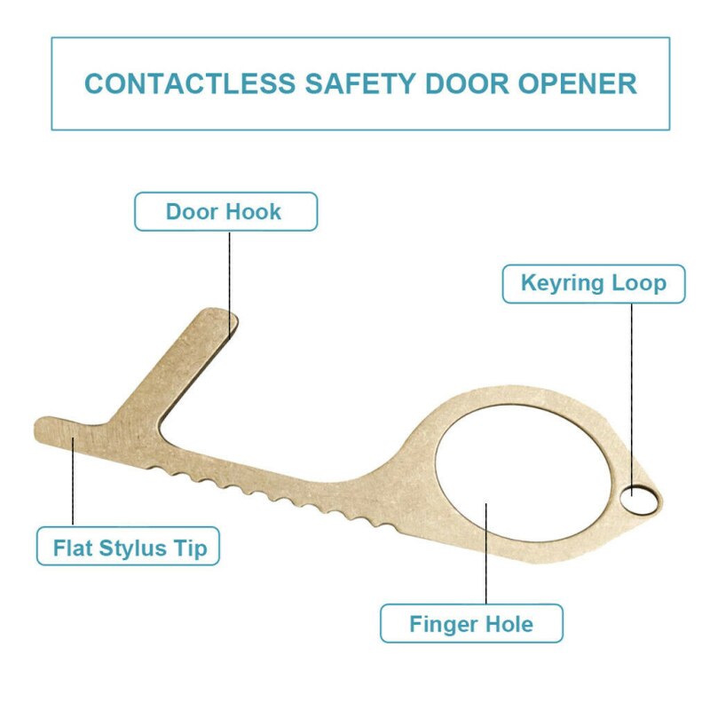 7*3cm Hygiene Hand Antimicrobial 260 brass alloy Door Opener Portable Press Elevator Tool Door Handle Key Safety Protection