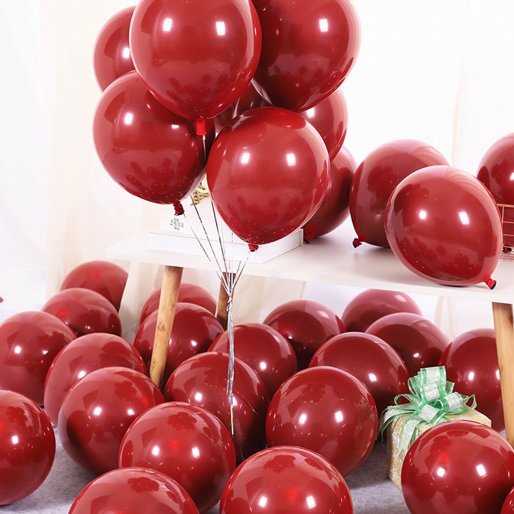 20Pcs 10Inch Dubbele Laag Bordeaux Rood Paars Ballonnen Ruby Rood Hart Helium Globos Bruiloft Decoratie Valentijnsdag dag: ruby red