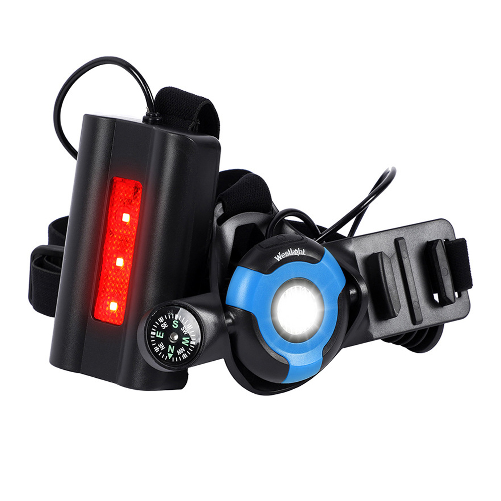 Outdoor Night Running Lights USB Rechargeable Chest Light LED Safety Warning Lamp with Compass Camera Buckle 3 Lighting Modes: Blue