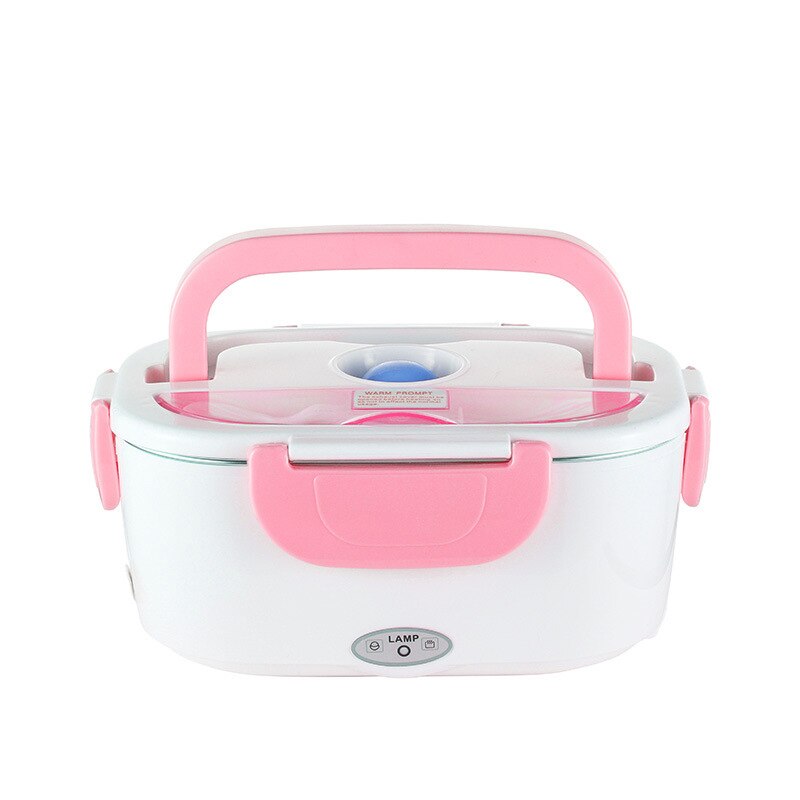 Fiambrera para calentar en coche de doble uso de 12V/ 110V y 220V, termostato para alimentos, recipiente calentador, Mini olla arrocera: Pink