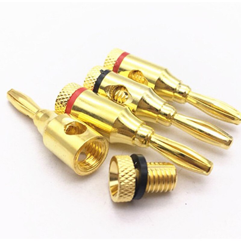 O conector chapeado ouro aberto dos plugues do parafuso 24k da banana plugues o jack para o cabo estereofônico do orador, 24-pacote (12 vermelho, 12 preto)