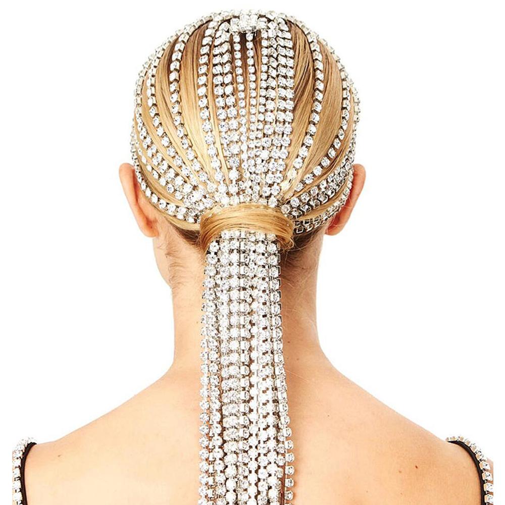 Stonefans Lange Quaste Strass Kopf Kette Headwear für Frauen Kristall Hochzeit Haar Zubehör Braut stirnband Schmuck