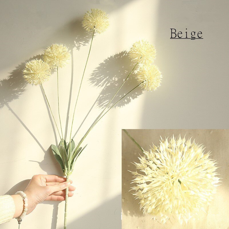 72cm konstgjorda blommor pompom maskros lök boll växter gren dekor blomma hem trädgård hotell gör det själv bröllop blomma väggmaterial: Beige