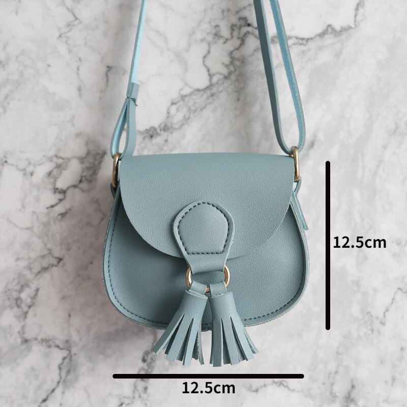 Kinderen Meisjes Kwastje Kleine Schoudertas Kids Zoete Pu Lederen Heuptas Spelen Reizen Draagbare Tas Crossbody Handtassen: Blauw