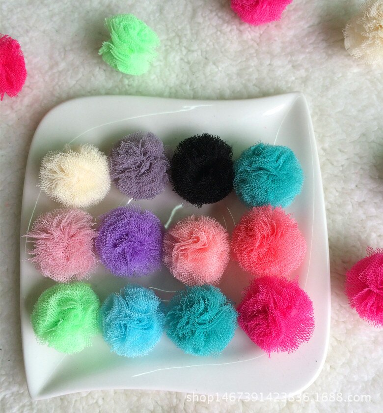 150 st 30mm-38mm 1.3 " mini tyll pompoms tyll färgglada handgjorda pom pom- festdekor-hantverkstillbehör