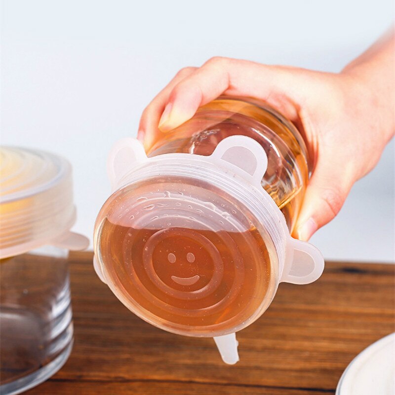 6 Pcs Food Wraps Reusable Silicone Food Fresh Keeping Sealed Covers Silicone Seal Vacuum Stretch Lids Saran Wraps Organization