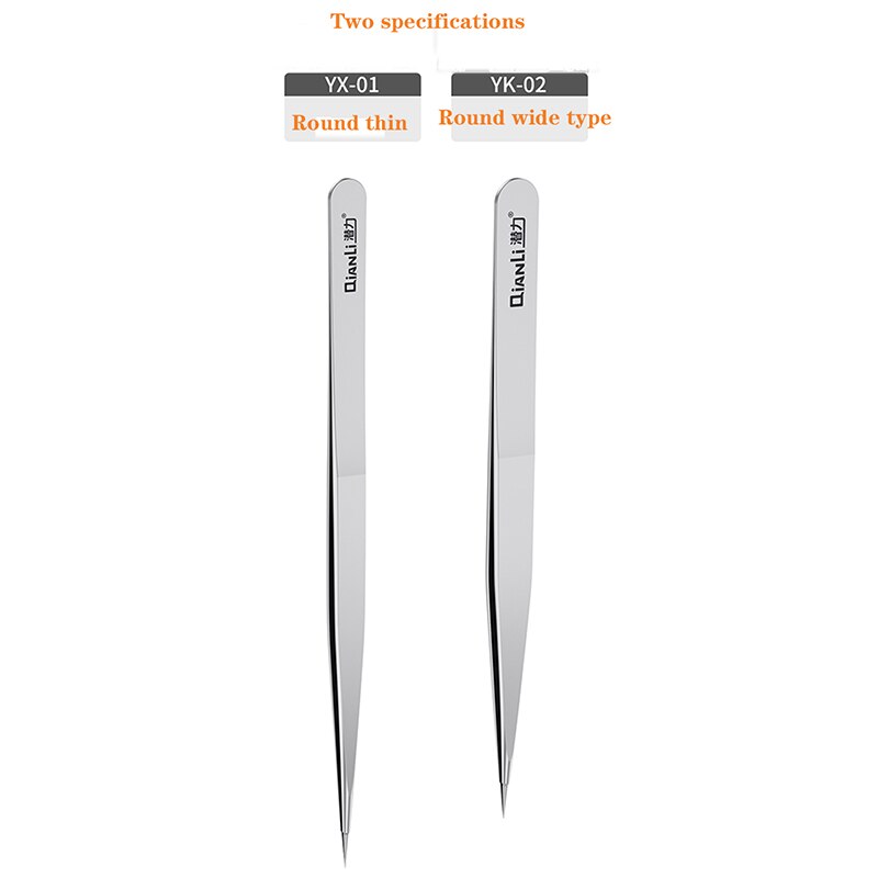Pinça cilíndrica qinali, redonda, polida à mão, não magnética, aço inoxidável, 0.1mm, antiferrugem, resistente ao desgaste e à corrosão: 1 set