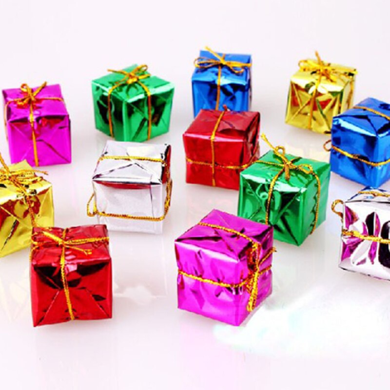 Set Van 12 Blitse Kerst Doos Opknoping Boom Decoraties In Diverse Kleuren