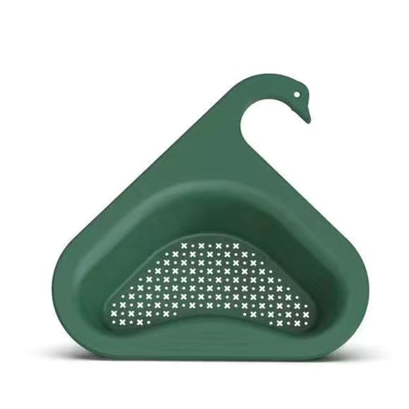 Dreieckige Waschbecken Sieb Drain Küche Korb Saugnapf Waschbecken Filter Regal Obst Gemüse Abtropffläche Schwamm Rack Storage Tool: GREEN
