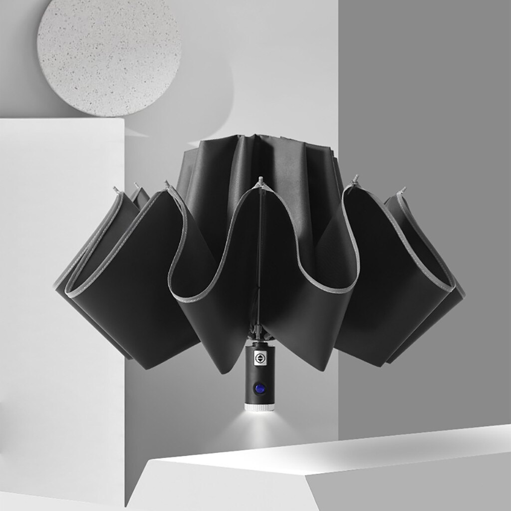 Automatic Reverse Umbrella For Car Portable Windproof Business Umbrella For Women and Men With Reflective Stripe Edge