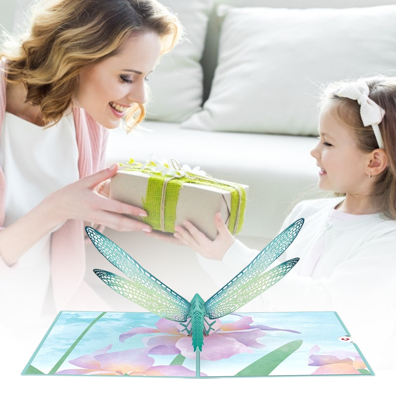 Mother's Day Dragonfly 3D Pop-Up Greeting Card Exqusite Message Card DIY Decoration Greeting Card Envelope