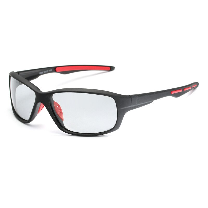 Sport Color-changing Lenses Photochromic Polarized Glasses Bicycle MTB Riding Fishing Cycling Sunglasses Outdoor Equipment: Black frame red leg