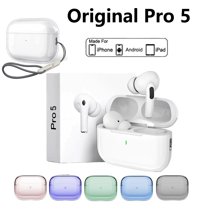 Originale pro 5 tws max trådløse bluetooth-øretelefoner med etui ørepropper støydempende headset for iphone og android-hodetelefoner
