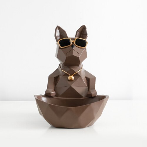 Figuritas de resina para perros y gatos, artesanía moderna, animales en miniatura, bonitos adornos para el hogar, decoración de oficina, cuenco de almacenamiento tallado coleccionable: Coffee dog bowl-S