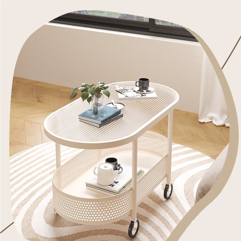 OLEVO Mobiele theetafel Woonkamer Thuis Bank Bijzettafel met wielen Bedhoofd Glazen kar te gebruiken Niet veel ruimte opnemen