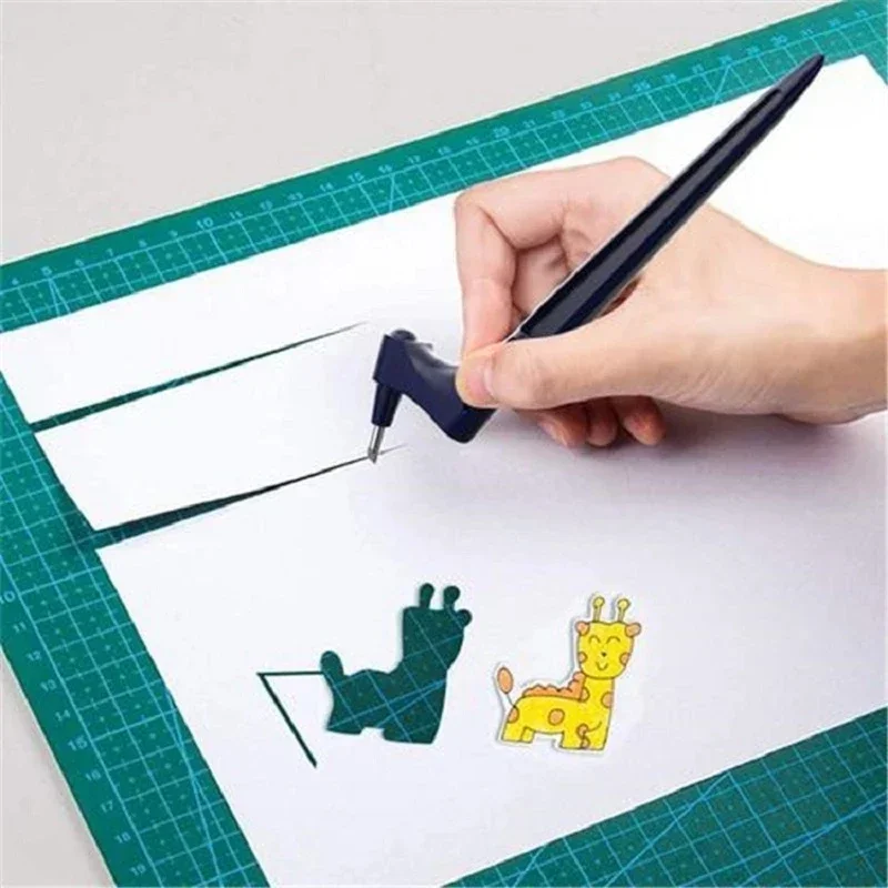 Craft Cutting Tools with Triangle Ruler 360 Degree Rotating Blade Scrapbooking Cutting Tool Art Utility Knife Pen Paper Cutter