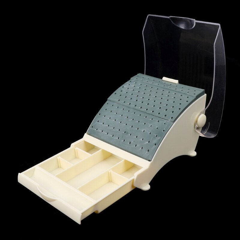 142 Holes Tooth Bur Block Holder Autoclave Sterilizer Case Disinfection Box Holds /Holder Station+Pull Out Drawer