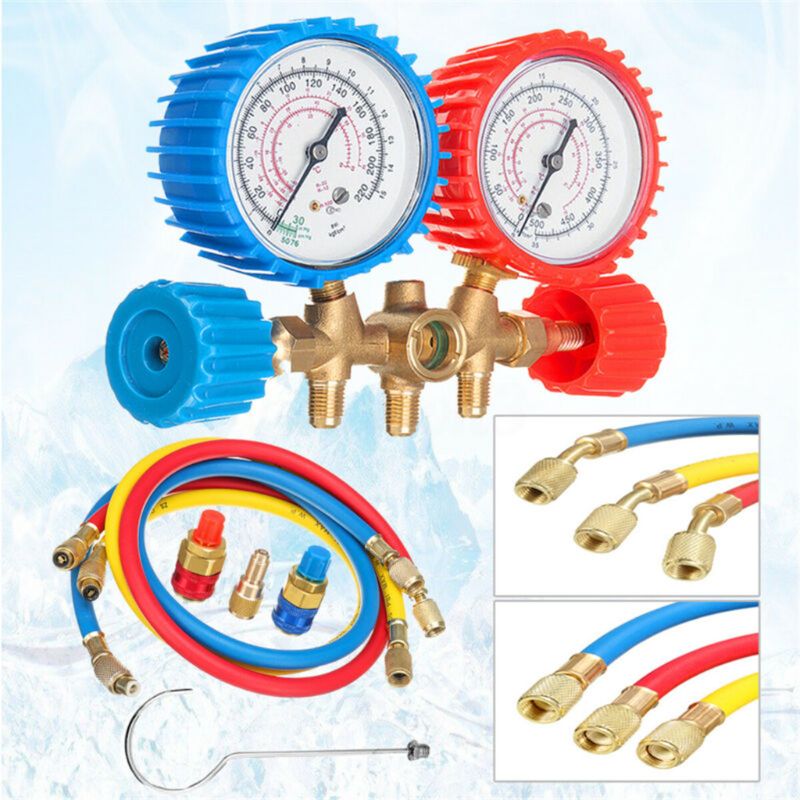 Refrigerant Manifold Gauge Set Air Conditioning Tools + Refrigerant Testing Char