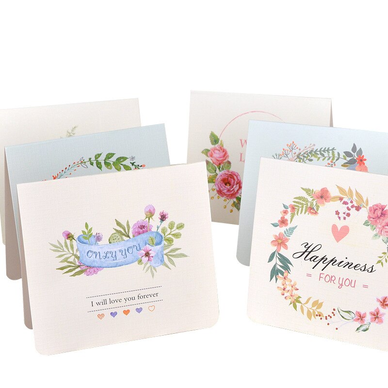 Flower Greeting Paper Card Best Wishes Foldable Message Notepad Birthday Blessing Thank You Happy Xmas Small Stationery