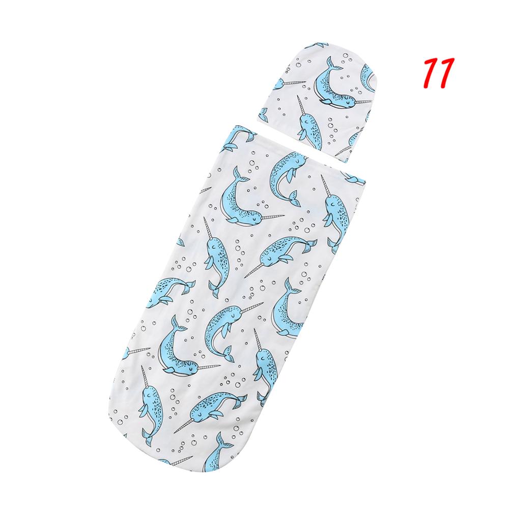 Baby Sleeping Bag Soft Comfortable Infant Swaddle Muslin Blanket Newborn Baby Wrap Swaddling Blanket Bag+Hat Set: 11