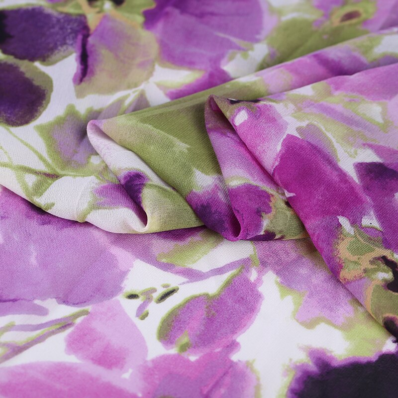 Lilla blomst økologisk silke georgette ggt stof til kvinder kjole nyeste stof: Default Title