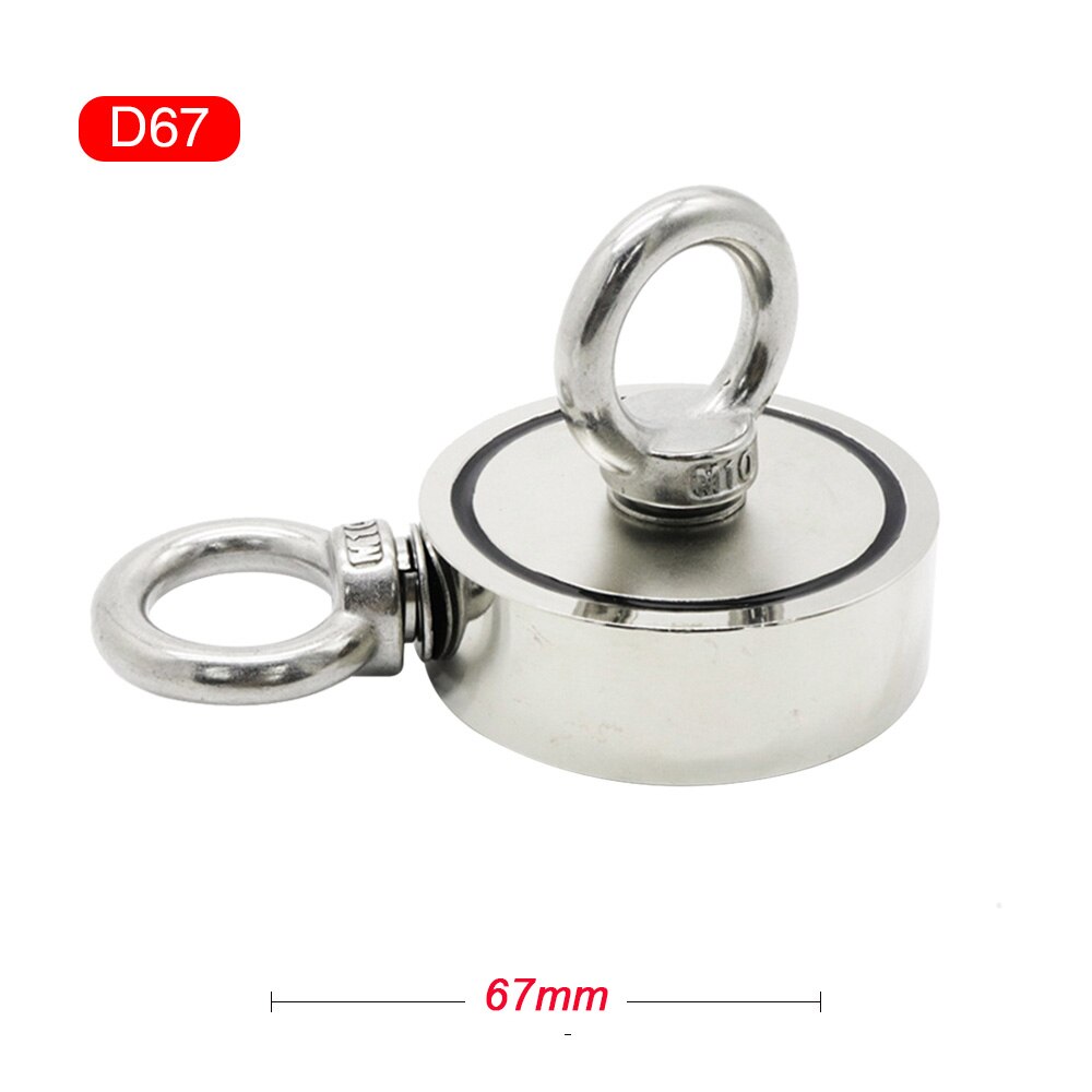 Stark neodymmagnet dubbelsidig sökmagneter krok superkraft räddning havsfiske magnetisk hållare max pull 200kg med ring: Magnet  d67