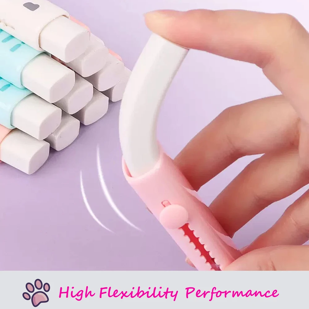 1-8Pcs ! Kawaii Cat Paw Rubber Erasers Retractable Pencil Eraser for Kids Students School Home Office Writing Drawing