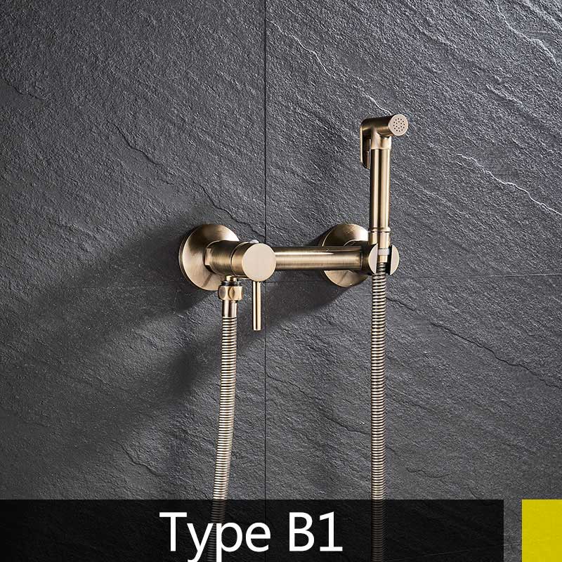Europe Antique Brass Bath Bidet Faucet Cold Mixer Crane Bath Toilet flushing tool chrome or Antique Polished Wall Mount: Type B1
