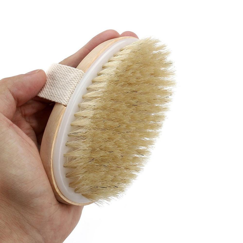 Dry Skin Body Brush Soft Natural Bristle Shower Brushes Wooden Bath Shower Bristle Brush SPA Body Brushes Without Handle