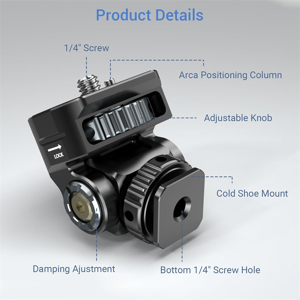 Aluminium DSLR Kamera Klemme Einstellbare Monitor Halterung mit Kalten Schuh 1/4 Schraube für Kamera Monitor Blitzlicht Mikrofon Blitzschuh Halterung