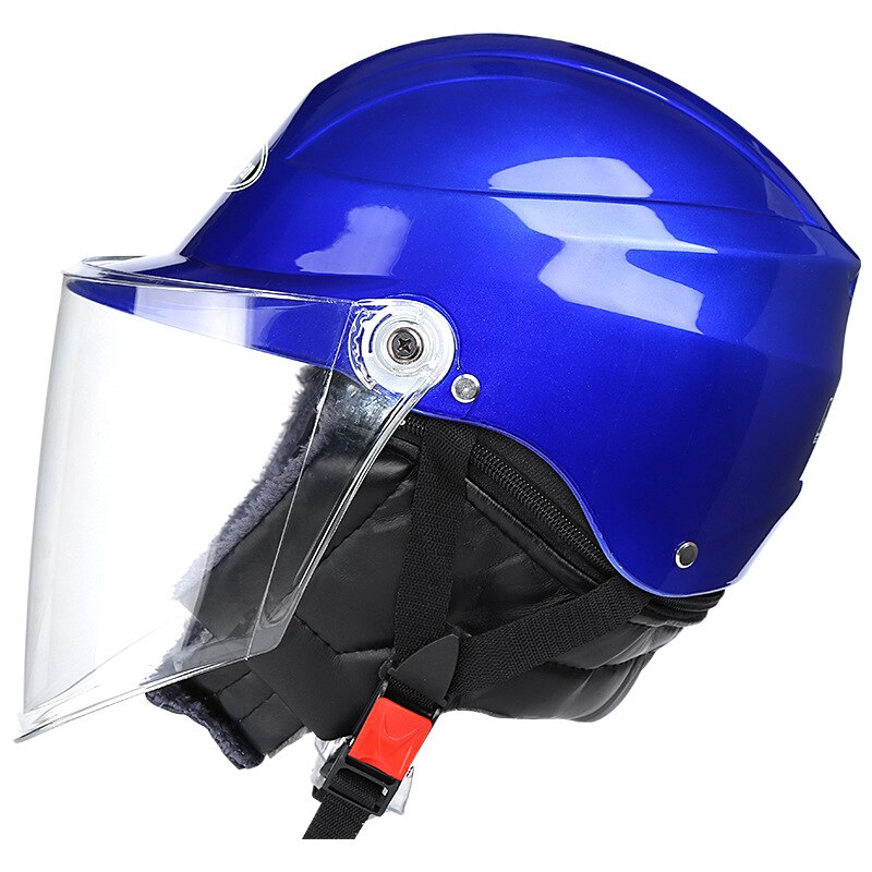 Winter Herfst Scooter Helm Elektrische Auto Helm Scooter Bike Open Gezicht Half Helm Veiligheid Harde Hoed Fietshelm: Blue