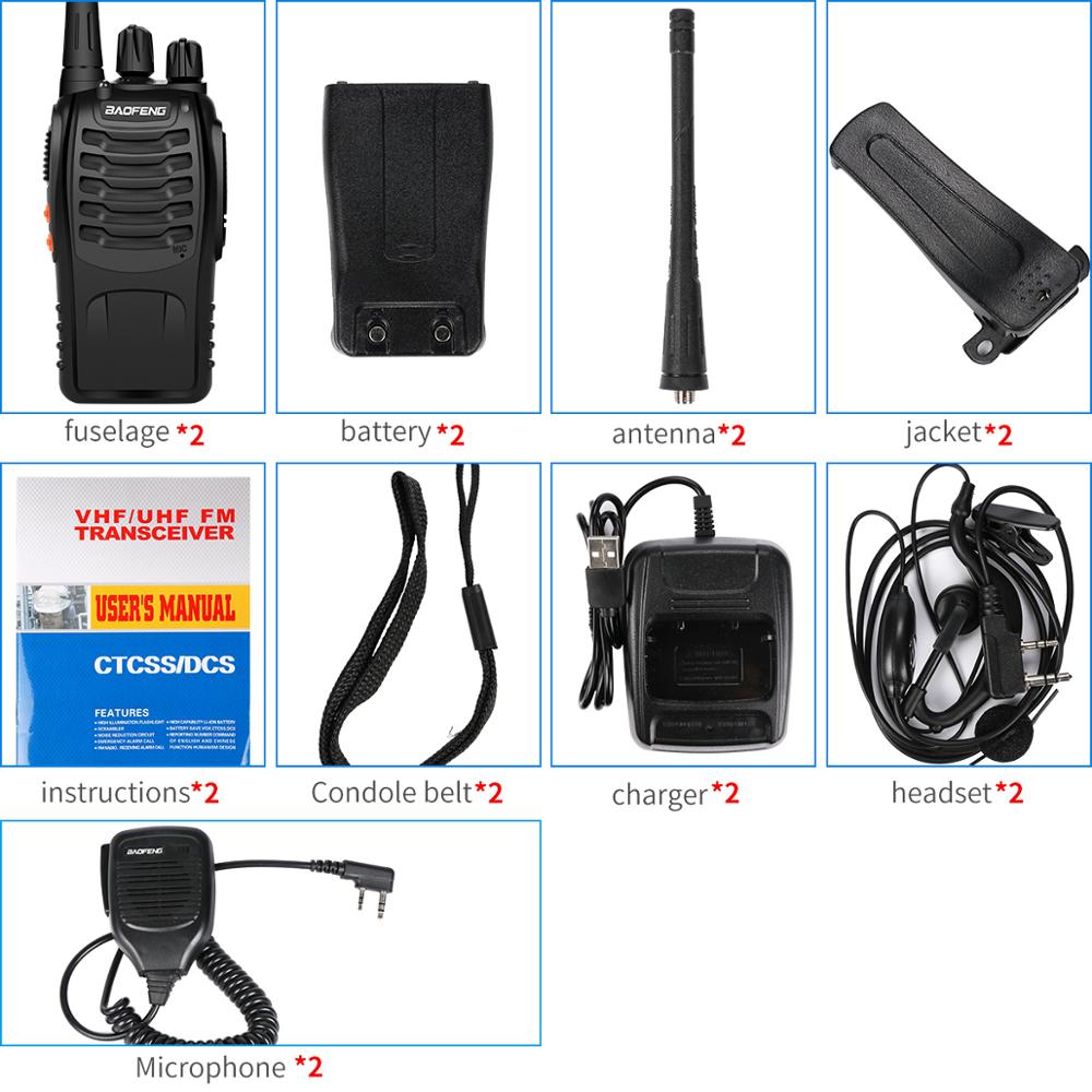 BaoFeng 1/2pcs BF-888S Walkie Talkie USB adattatore di carica UHF 400-470MHZ 2-Way Radio 16CH A Lungo Raggio con il trasduttore auricolare: with 2 micr