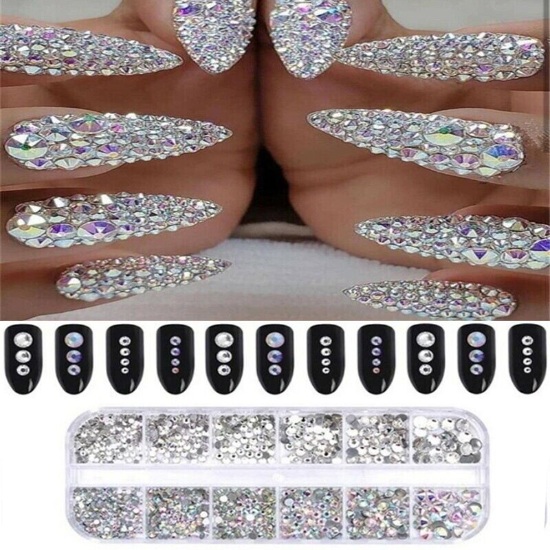 3D Nail Edelsteen Steentjes Rechthoekige Flash Sieraden Glas Diamant Gem Nagels Decoratieve Nagel Benodigdheden