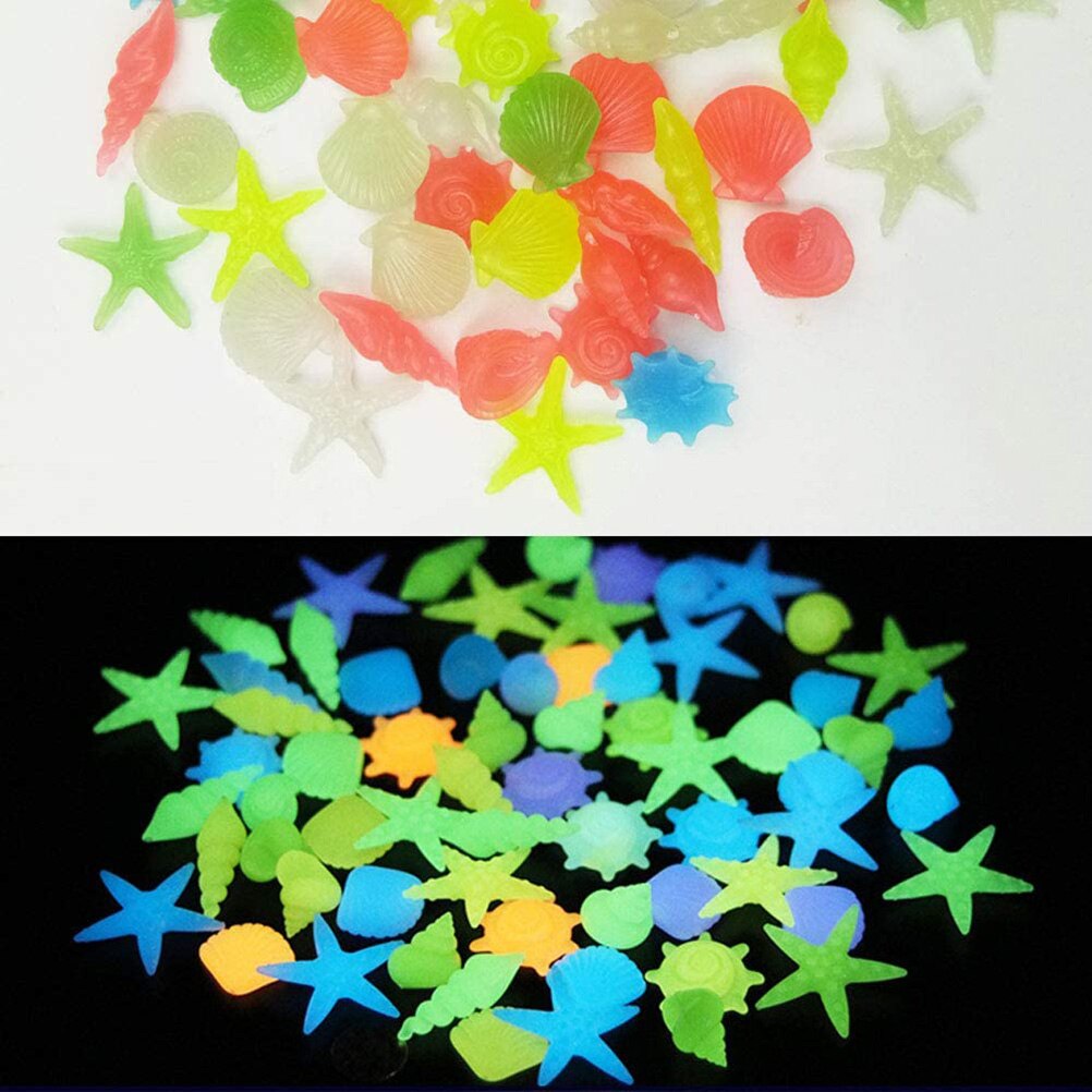 100pcs Luminous Stones Glow In Dark Decorative Fish Tank Decoration Pebble Rocks Aquarium Mix Color Garden Decor
