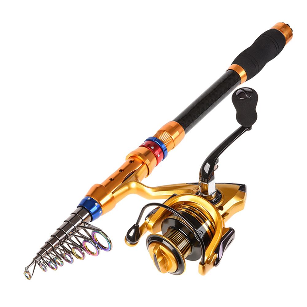 Fishing Rod Combo 1.8M - 3.6M Carbon Fiber Telescopic Fishing Rod + Spinning Reel GT4000 Sea Boat Rock Fishing Set: 1.8M