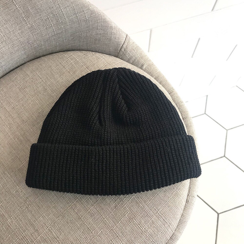 Vinter varm strikket kalot casual kort tråd hip hop hat voksne mænd beanie uld strik beanie kalot elastiske huer unisex