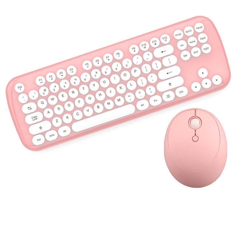 2.4GHz Wireless Keyboard Mouse Set USB Office Gaming Keyboard And Mouse Pink Combo For Notebook Laptop Desktop PC Gamer: pure pink no box