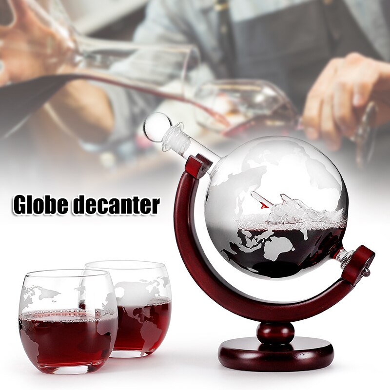 Carafe de de Globe gravé avec le verre gravé de boule pour le whisky de liqueur Bourbon QP2