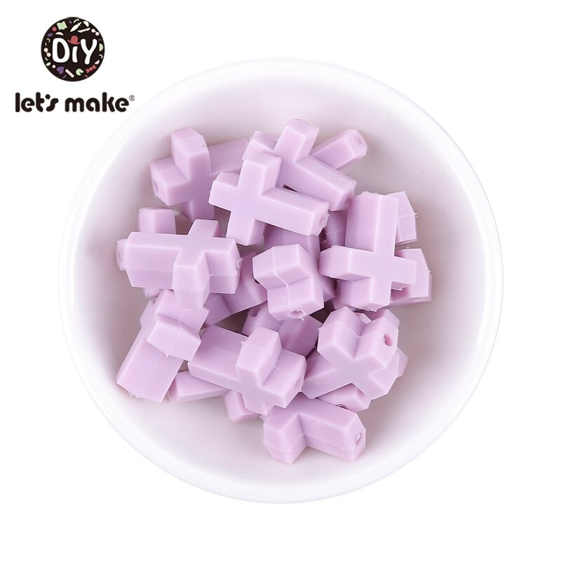 Let's Make-anneau de dentition en Silicone | 50 pièces, petites perles croisées de alimentaire, anneau de dentition de dessin animé, jouet bricolage, perles artisanales pour bébé: 12